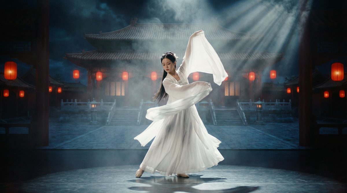 樱花ppt古典舞蹈视频《月下飞天》